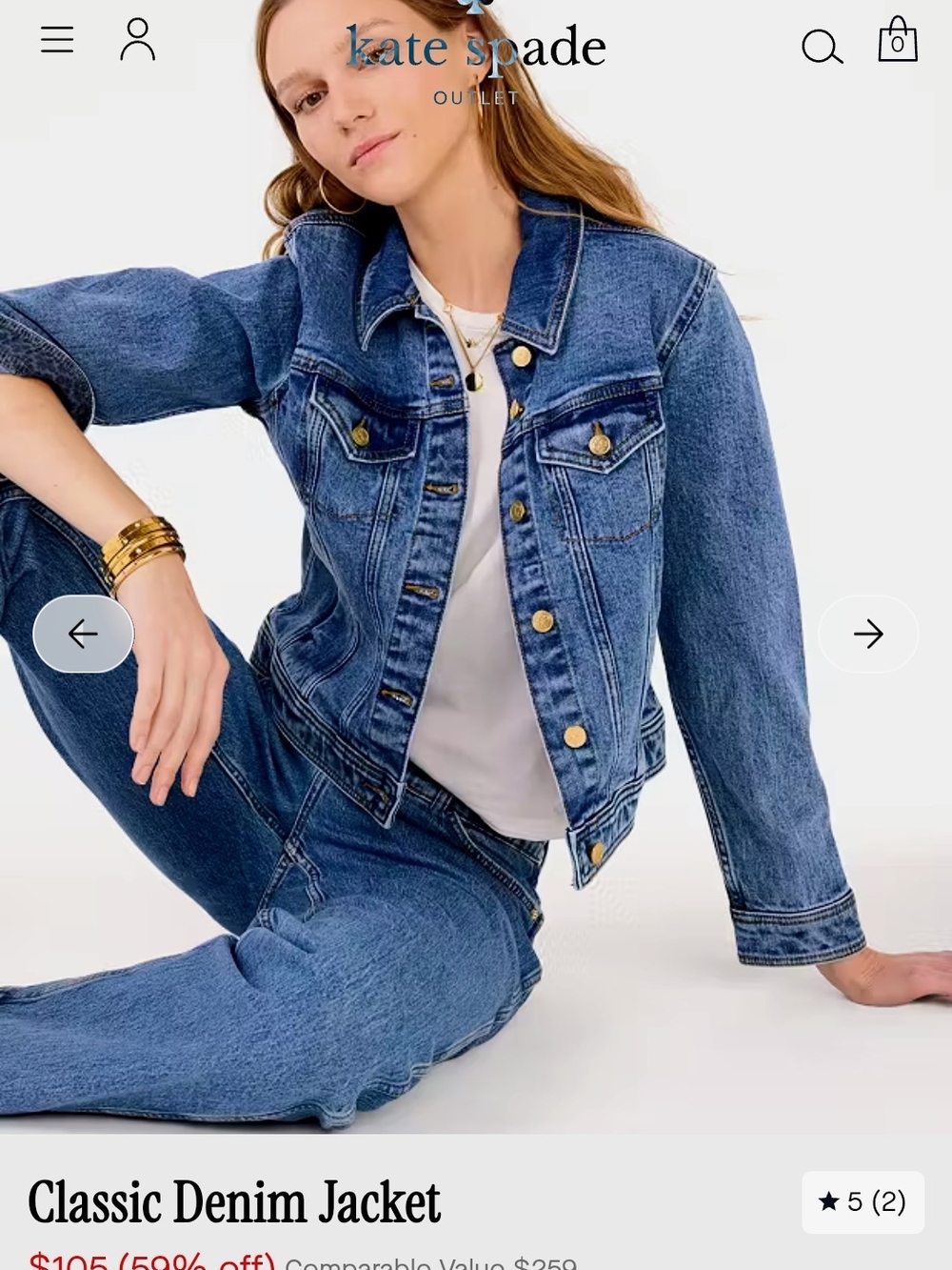 Kate Spade Classic Dark Wash Denim Jacket Large